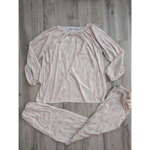 SweetHoney Women's Bow Print Pajama Lounge Set, Large (C9)